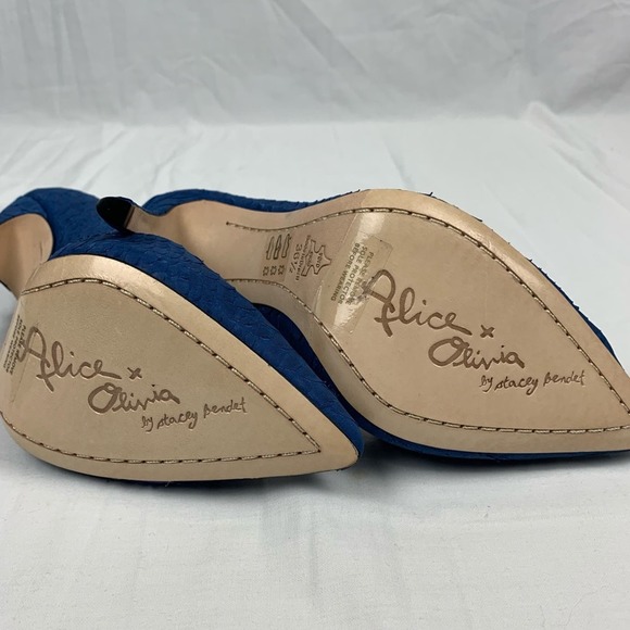 Alice Olivia Size 6 Blue Pointed Toe Suede Leather Pumps Dina Whipstitch Brazil - Picture 14 of 16